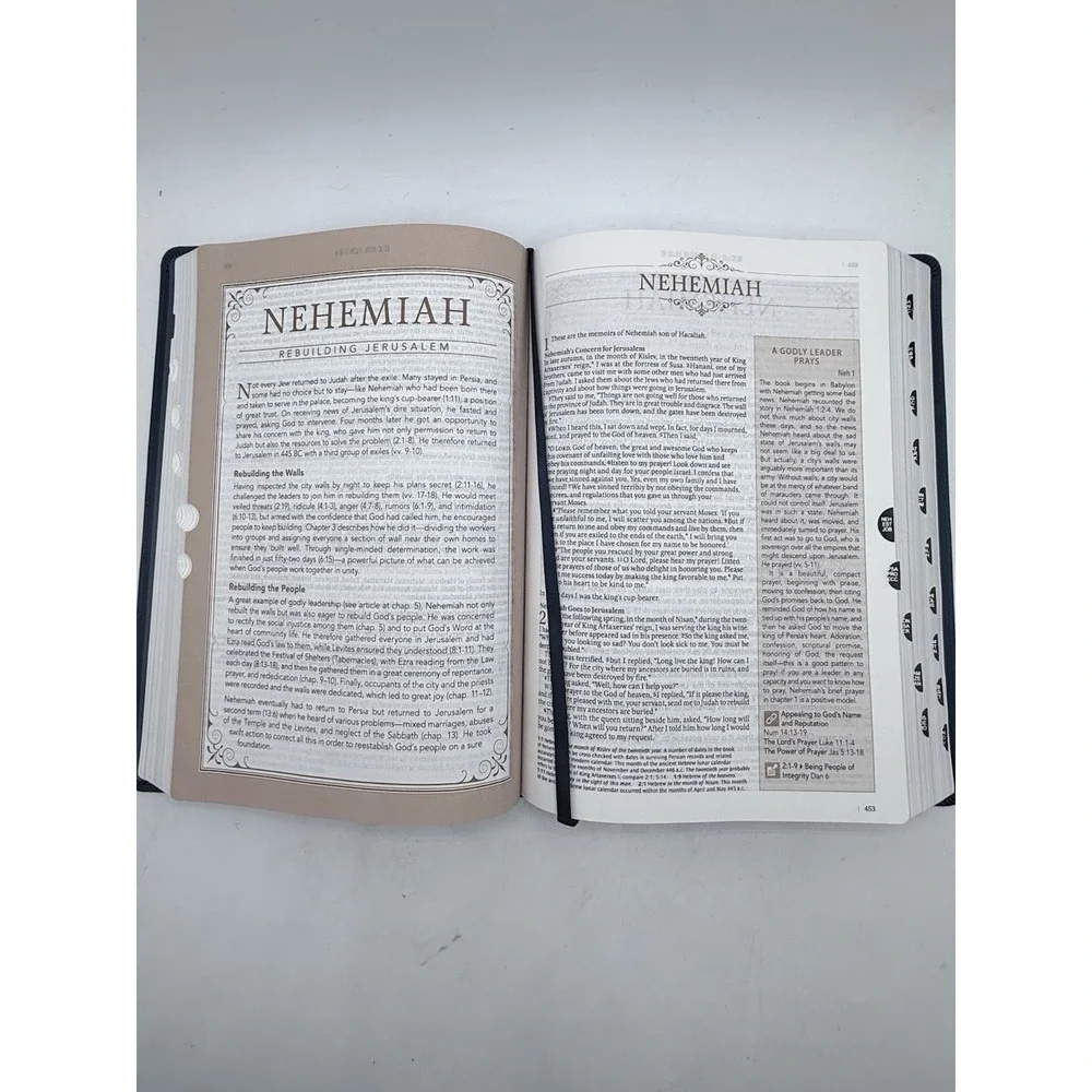 The Spiritual Growth Bible NLT: navy blue faux leather with thumb index